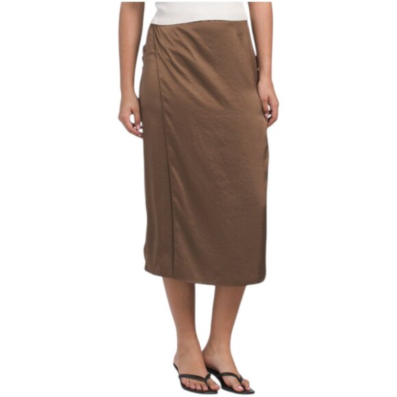 THEORY Crushed Satin Overlap Slip Skirt - Picture 1 of 2